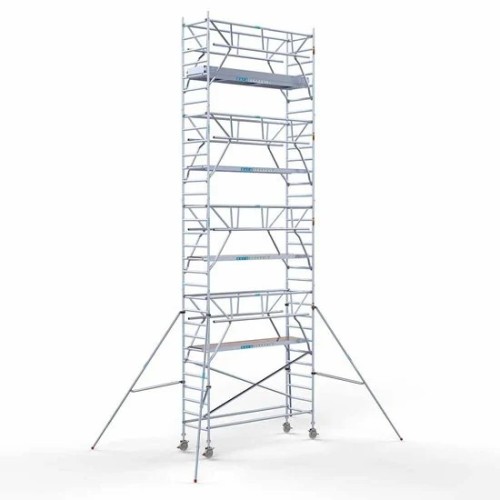 <p>La torre de andamio de aluminio Euroscaffold con 90 cm de ancho y barandillas plegables en cada lado asegura una estabilidad superior y una seguridad mejorada para trabajos en alturas elevadas. Las barandillas proporcionan protección de 360 grado