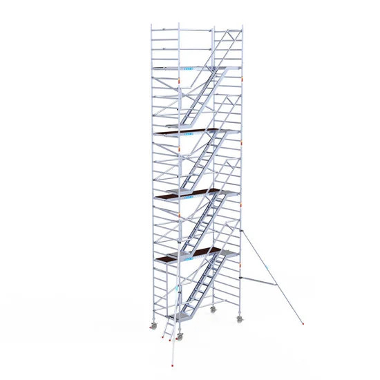 Andamios de aluminio con escaleras 135x250 10,2 m altura de trabajo Carbon Andamios de aluminio con escaleras 135x250 10,2 m altura de trabajo Carbon