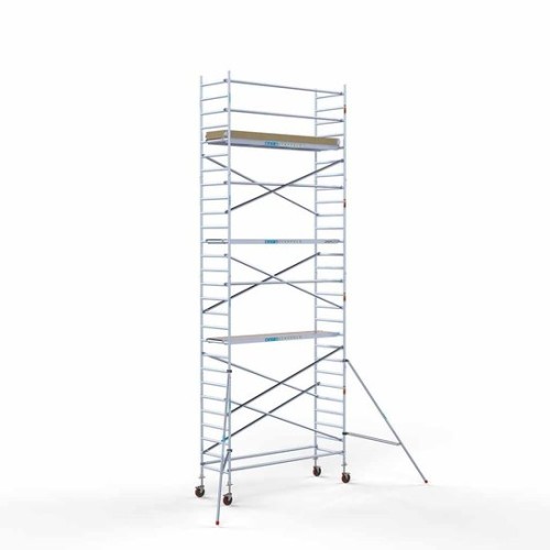 <p>Esta torre de andamio con plataforma ligera de carbono tiene un ancho de 90 cm, un largo de 305 cm y una altura de trabajo de 9,2 m. El andamio fácil de usar, hecho de aluminio de alta calidad, se puede montar o desmontar en cinco minutos. El and