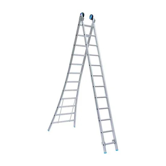 Escalera de dos tramos 2x12 + ruedas fachada Escalera de dos tramos 2x12 + ruedas fachada