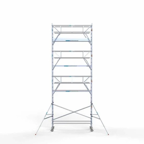 <p>La torre de andamio de aluminio Euroscaffold de 90 cm de ancho con barandillas plegables en ambos lados ofrece una estabilidad inigualable y una seguridad elevada. Las barandillas en ambos lados aseguran una cobertura completa, mientras que el ma