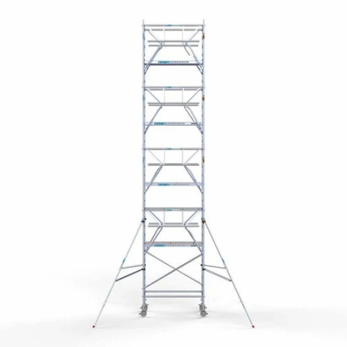 <p>La torre de andamio de aluminio Euroscaffold con 90 cm de ancho y barandillas plegables en cada lado asegura una estabilidad superior y una seguridad mejorada para trabajos en alturas elevadas. Las barandillas proporcionan protección de 360 grado