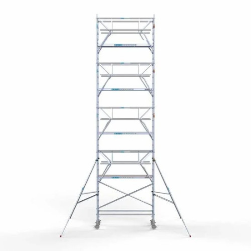 <p>La torre de andamio de aluminio Euroscaffold con 90 cm de ancho y barandillas plegables en cada lado asegura una estabilidad superior y una seguridad mejorada para trabajos en alturas elevadas. Las barandillas proporcionan protección de 360 grado