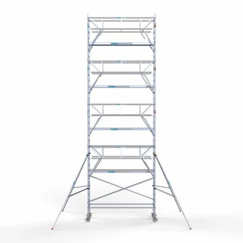 <p>La torre de andamio de aluminio Euroscaffold con 90 cm de ancho y barandillas plegables en cada lado asegura una estabilidad superior y una seguridad mejorada para trabajos en alturas elevadas. Las barandillas proporcionan protección de 360 grado