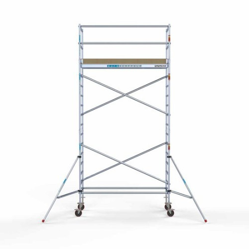 <p>Esta torre de andamio con plataforma ligera de carbono tiene un ancho de 90 cm, un largo de 250 cm y una altura de trabajo de 6,2 m. El andamio fácil de usar, hecho de aluminio de alta calidad, se puede montar o desmontar en cinco minutos. El and