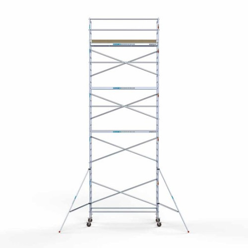 <p>Esta torre de andamio con plataforma ligera de carbono tiene un ancho de 90 cm, un largo de 305 cm y una altura de trabajo de 10,2 m. El andamio fácil de usar, hecho de aluminio de alta calidad, se puede montar o desmontar en cinco minutos. El an