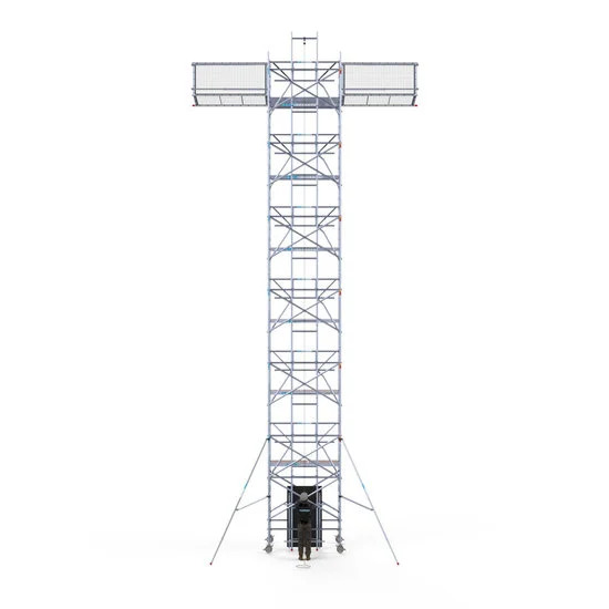 Andamio de aluminio 135x305 14,2 m altura de trabajo con elevador para paneles solares - Solarlift