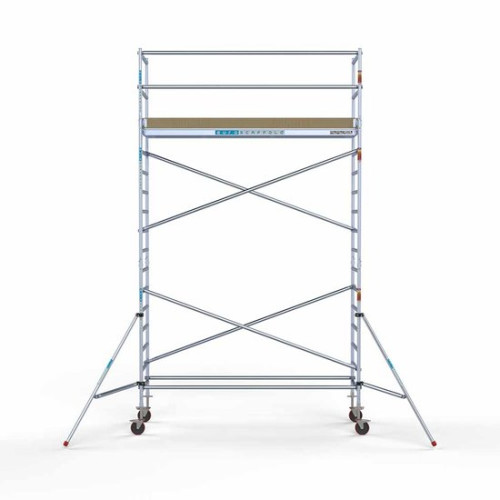 <p>Esta torre de andamio compacta tiene un ancho de 90 cm, un largo de 305 cm y una altura de trabajo de 6,2 m. El andamio fácil de usar, hecho de aluminio de alta calidad, se puede montar o desmontar en cinco minutos. El andamio robusto tiene un gr