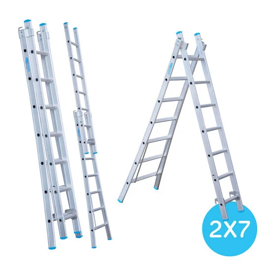 Escalera de dos tramos 2x7 peldaños